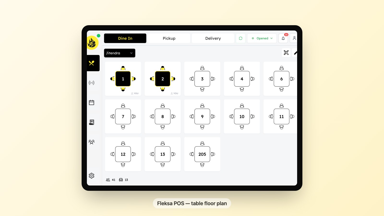 Tablet floor plan inside the same system.
